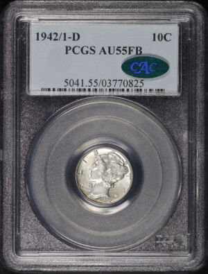 Obverse of this 1942/1-D Mercury Dime PCGS AU-55 FB CAC