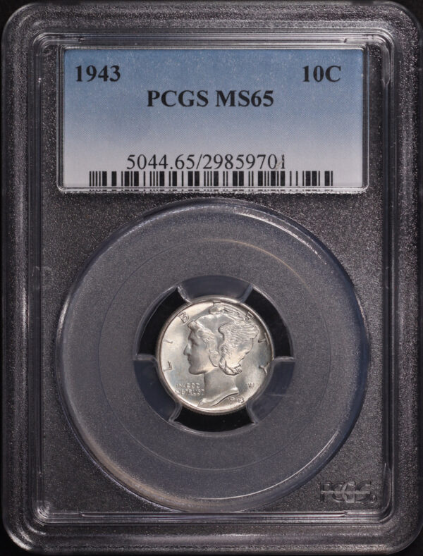 Obverse of this 1943 Mercury Dime PCGS MS-65