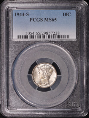 Obverse of this 1944-S Mercury Dime PCGS MS-65