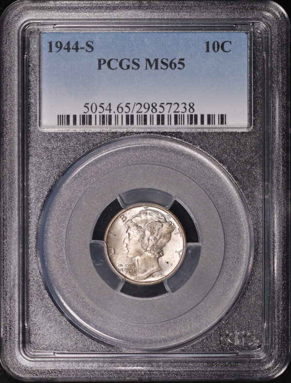 Obverse of this 1944-S Mercury Dime PCGS MS-65
