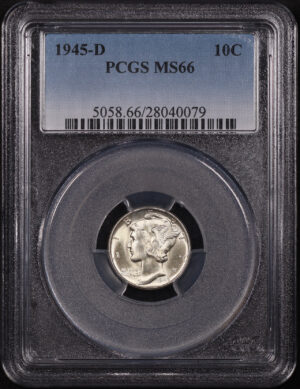 Obverse of this 1945-D Mercury Dime PCGS MS-66