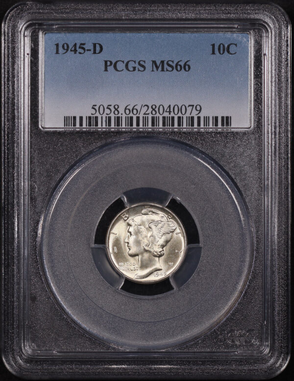 Obverse of this 1945-D Mercury Dime PCGS MS-66