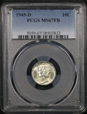 Obverse of this 1945-D Mercury Dime PCGS MS-67 FB