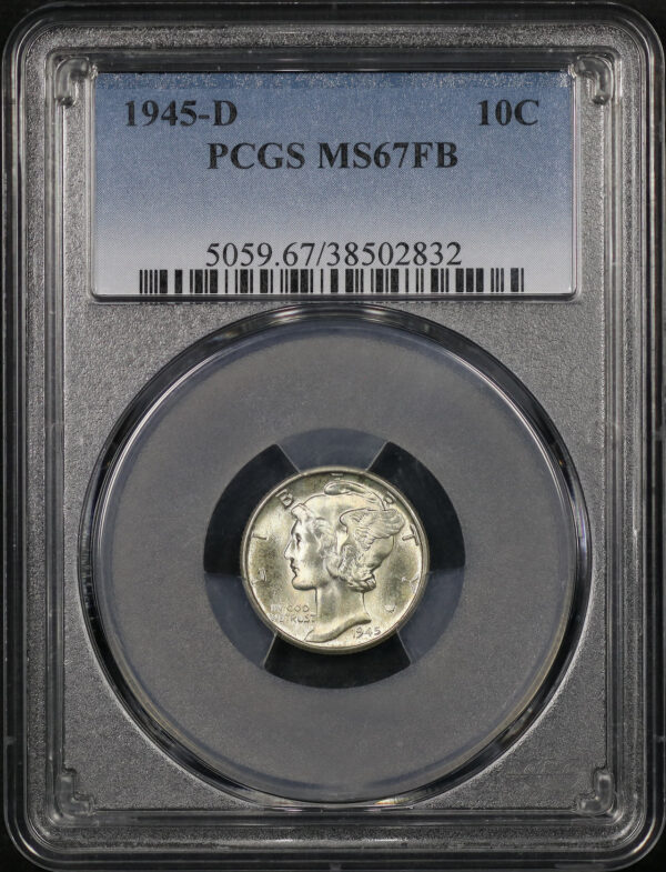 Obverse of this 1945-D Mercury Dime PCGS MS-67 FB
