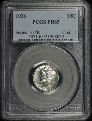 Obverse of this 1936 Mercury Dime PCGS PR-65