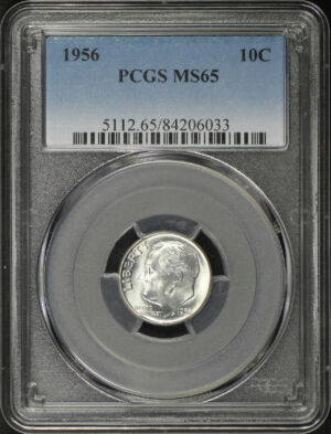 Obverse of this 1956 Roosevelt Dime PCGS MS-65