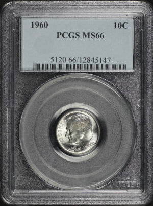 Obverse of this 1960 Roosevelt Dime PCGS MS-66
