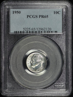 Obverse of this 1950 Roosevelt Dime PCGS PR-65
