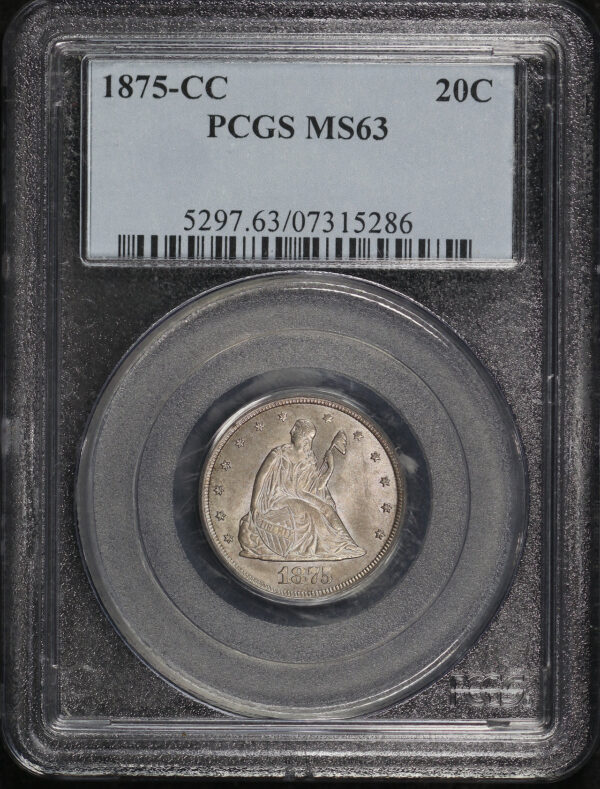 Obverse of this 1875-CC Twenty Cent PCGS MS-63