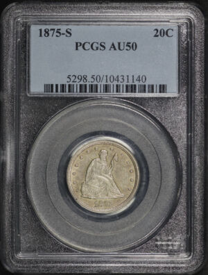 Obverse of this 1875-S Twenty Cent PCGS AU-50