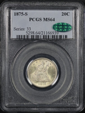 Obverse of this 1875-S Twenty Cent PCGS MS-64 CAC