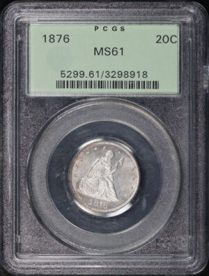 Obverse of this 1876 Twenty Cent PCGS MS-61 Old Green Holder