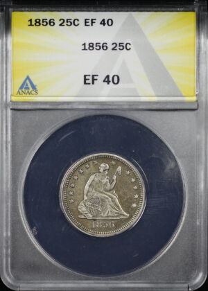 Obverse of this 1856 Liberty Seated Quarter ANACS EF-40