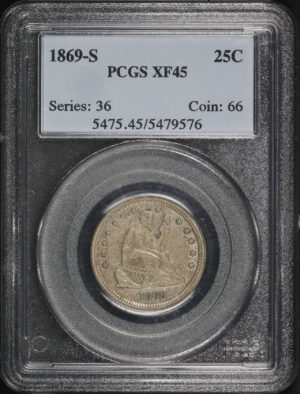 Obverse of this 1869-S Liberty Seated Quarter PCGS XF-45