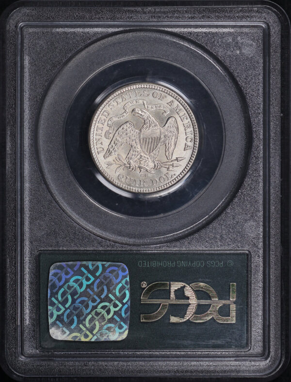 Reverse of this 1875-CC Liberty Seated Quarter PCGS MS-62 CAC Old Green Holder
