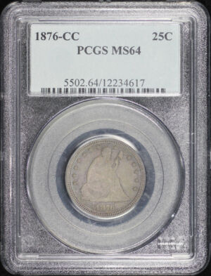 Obverse of this 1876-CC Liberty Seated Quarter PCGS MS-64