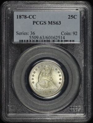 Obverse of this 1878-CC Liberty Seated Quarter PCGS MS-63