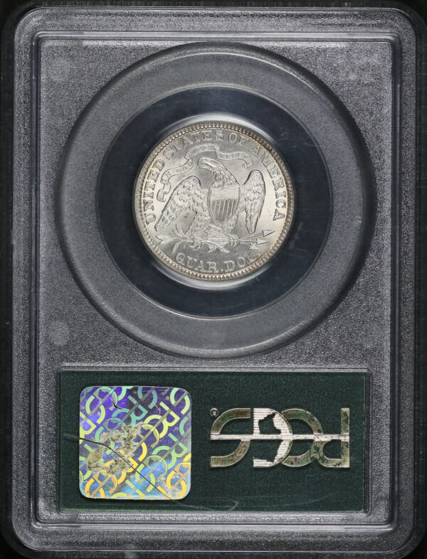 Reverse of this 1889 Liberty Seated Quarter PCGS MS-62 Old Green Holder