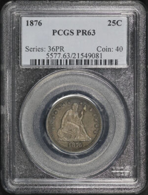 Obverse of this 1876 Liberty Seated Quarter PCGS PR-63