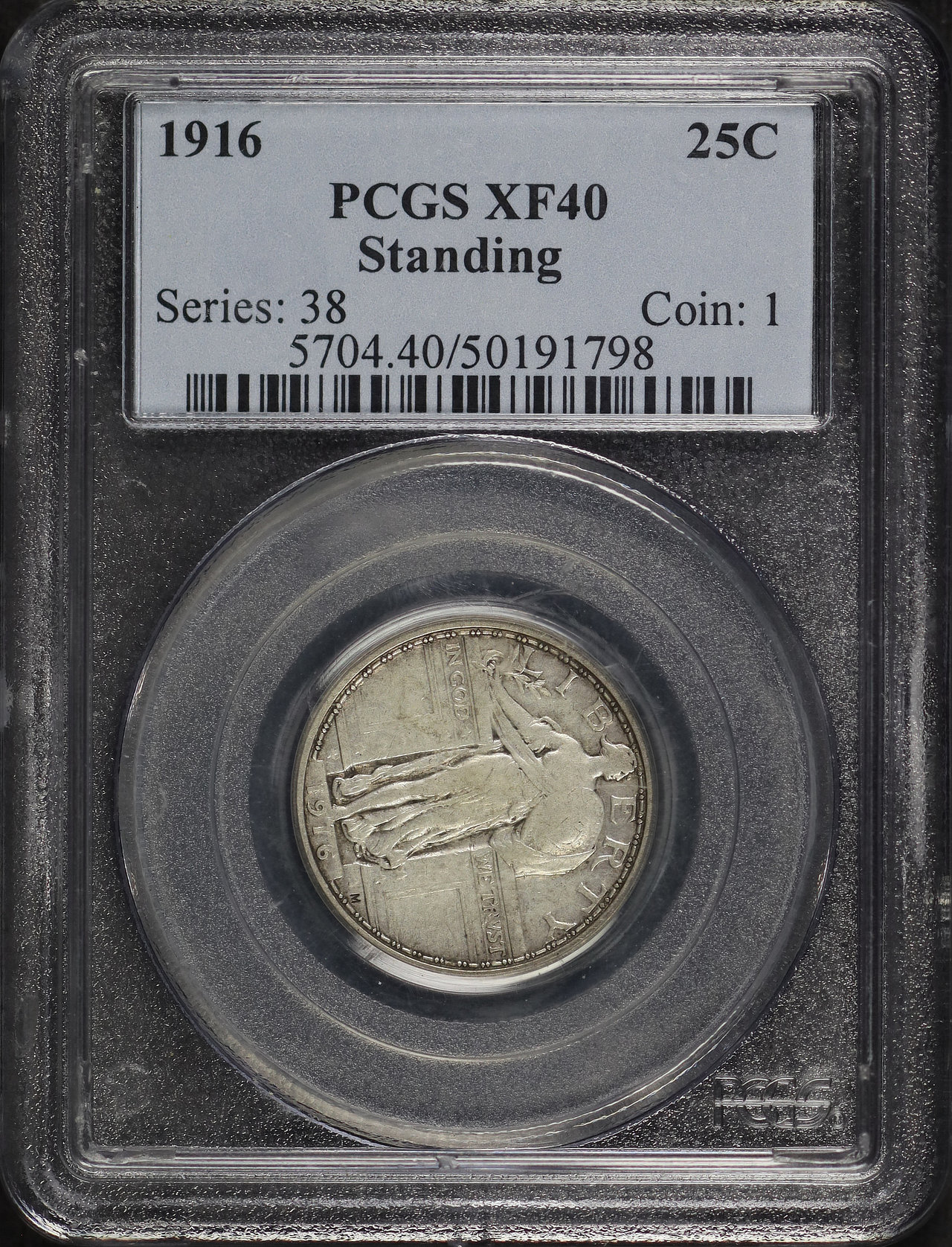Obverse of this 1916 Standing Liberty Quarter PCGS XF-40