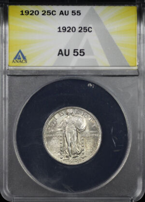 Obverse of this 1920 Standing Liberty Quarter ANACS AU-55