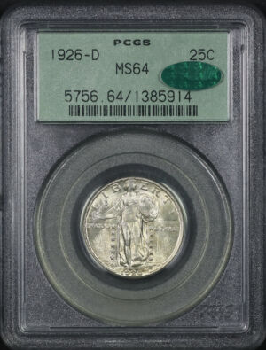 Obverse of this 1926-D Standing Liberty Quarter PCGS MS-64 CAC Old Green Holder