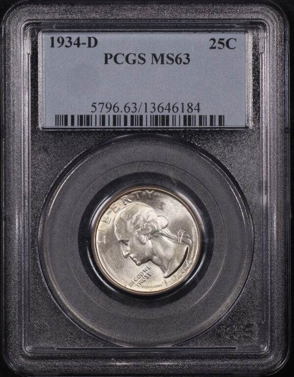 Obverse of this 1934-D Washington Quarter PCGS MS-63