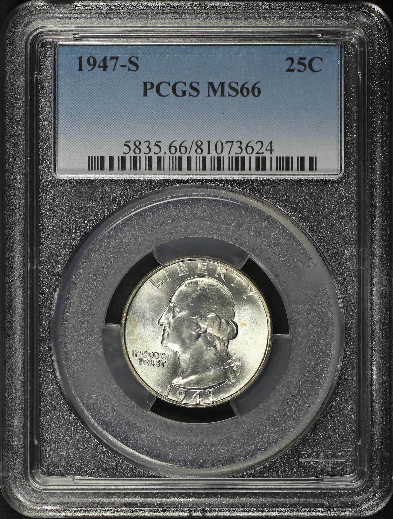 Obverse of this 1947-S Washington Quarter PCGS MS-66