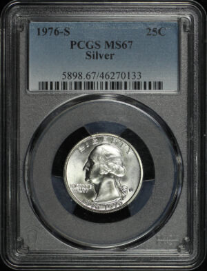 Obverse of this 1976-S Washington Quarter Silver PCGS MS-67