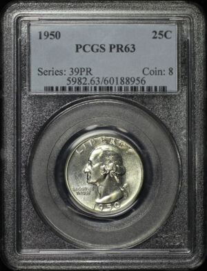 Obverse of this 1950 Washington Quarter PCGS PR-63