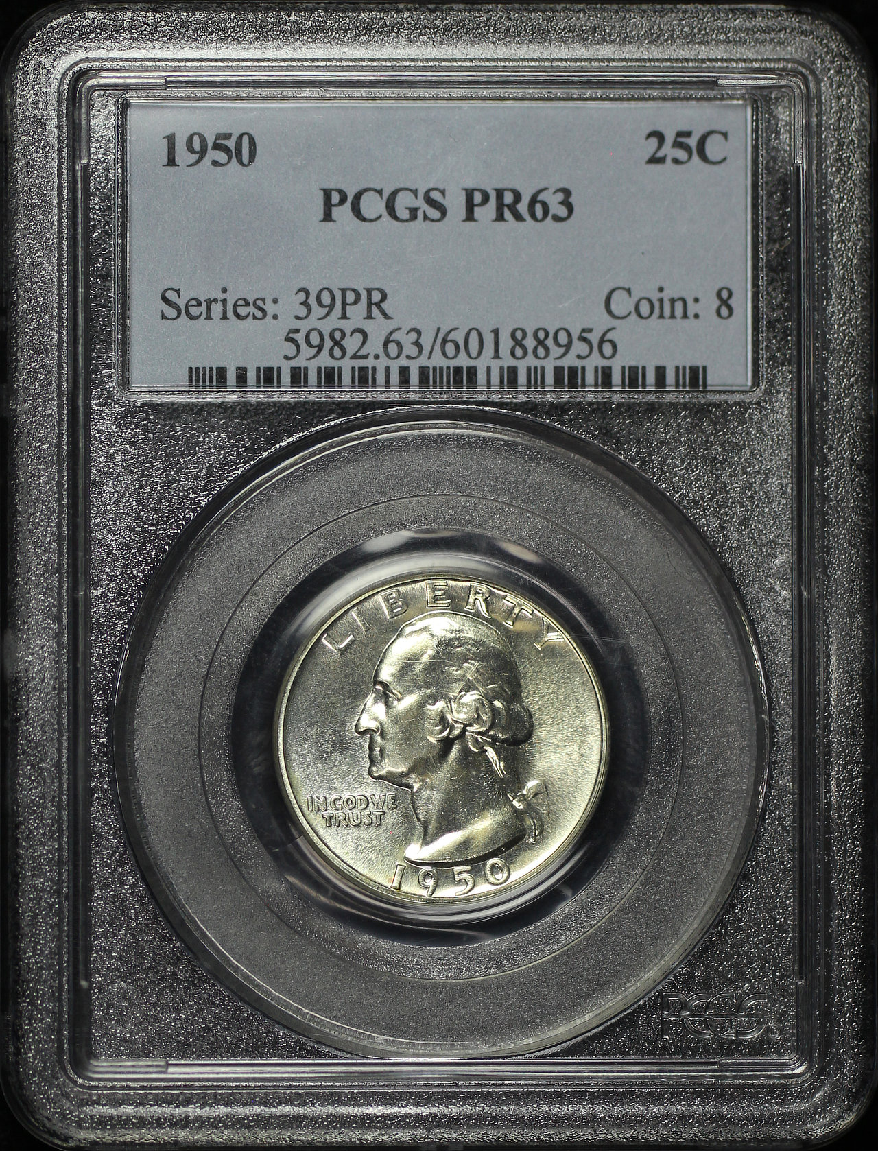 Obverse of this 1950 Washington Quarter PCGS PR-63