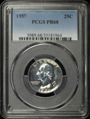 Obverse of this 1957 Washington Quarter PCGS PR-68