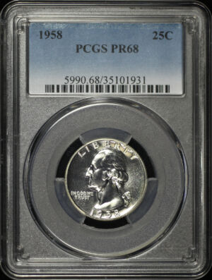 Obverse of this 1958 Washington Quarter PCGS PR-68