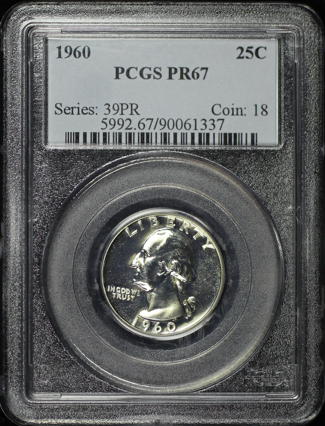 Obverse of this 1960 Washington Quarter PCGS PR-67
