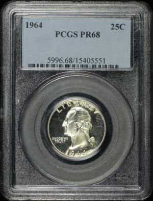 Obverse of this 1964 Washington Quarter PCGS PR-68