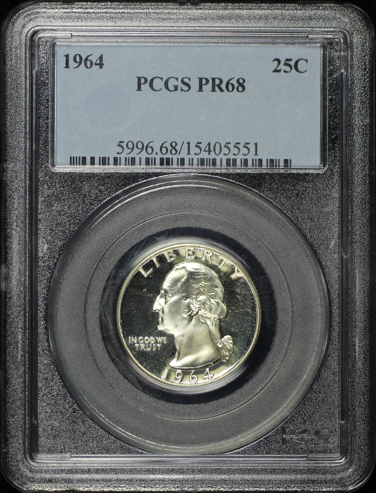Obverse of this 1964 Washington Quarter PCGS PR-68