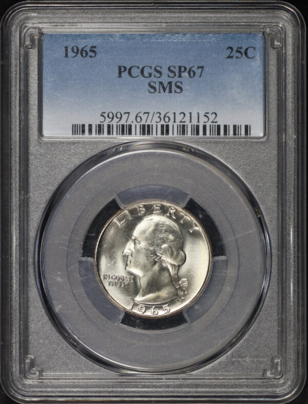 Obverse of this 1965 Washington Quarter SMS PCGS SP-67