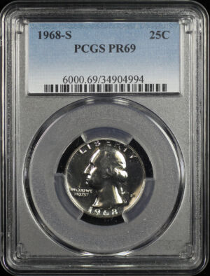 Obverse of this 1968-S Washington Quarter PCGS PR-69