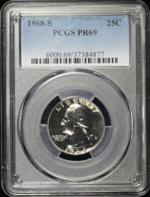 Obverse of this 1968-S Washington Quarter PCGS PR-69