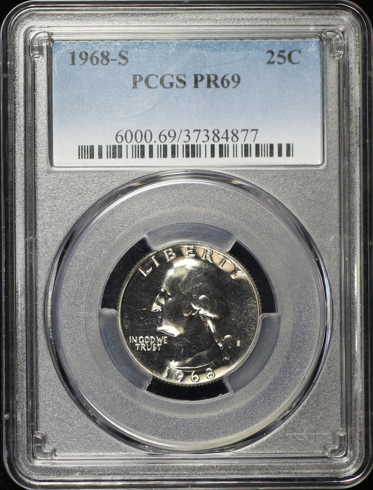 Obverse of this 1968-S Washington Quarter PCGS PR-69