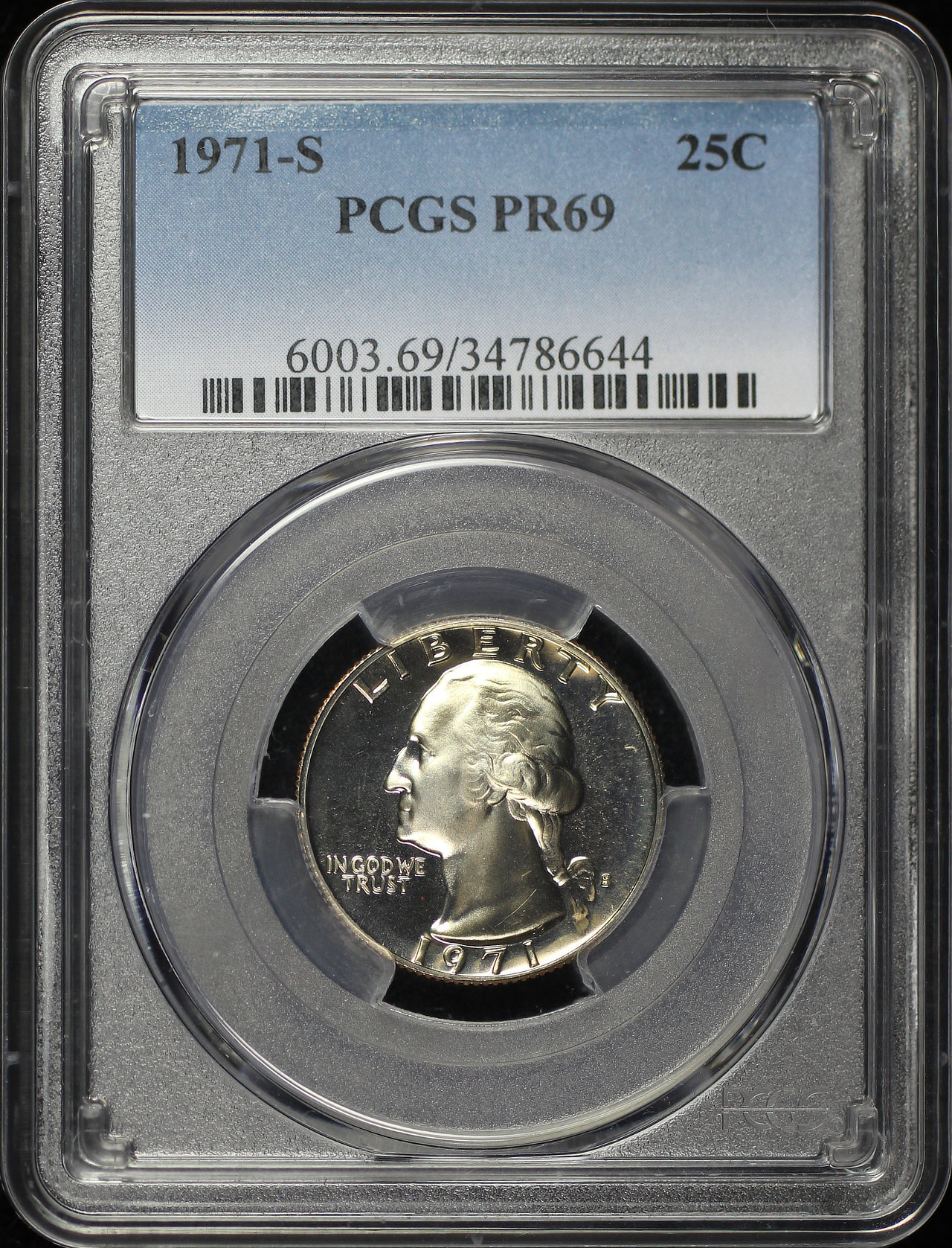 Obverse of this 1971-S Washington Quarter PCGS PR-69