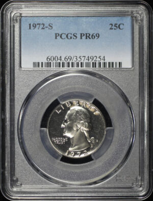 Obverse of this 1972-S Washington Quarter PCGS PR-69