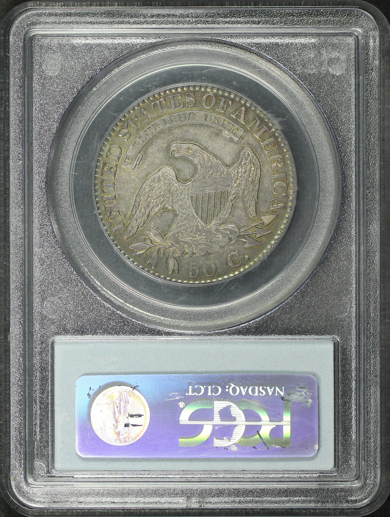 Reverse of this 1823 Capped Bust Half Dollar Broken 3 PCGS AU-53