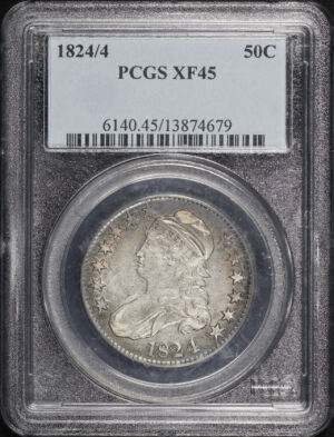 Obverse of this 1824/4 Capped Bust Half Dollar PCGS XF-45