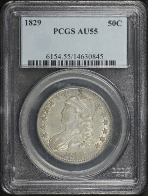 Obverse of this 1829 Capped Bust Half Dollar PCGS AU-55