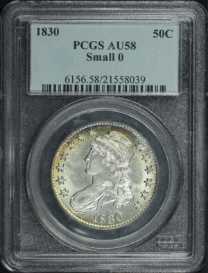Obverse of this 1830 Capped Bust Half Dollar Small 0 PCGS AU-58