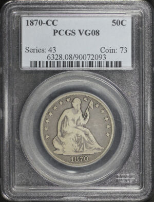 Obverse of this 1870-CC Liberty Seated Half Dollar PCGS VG-08