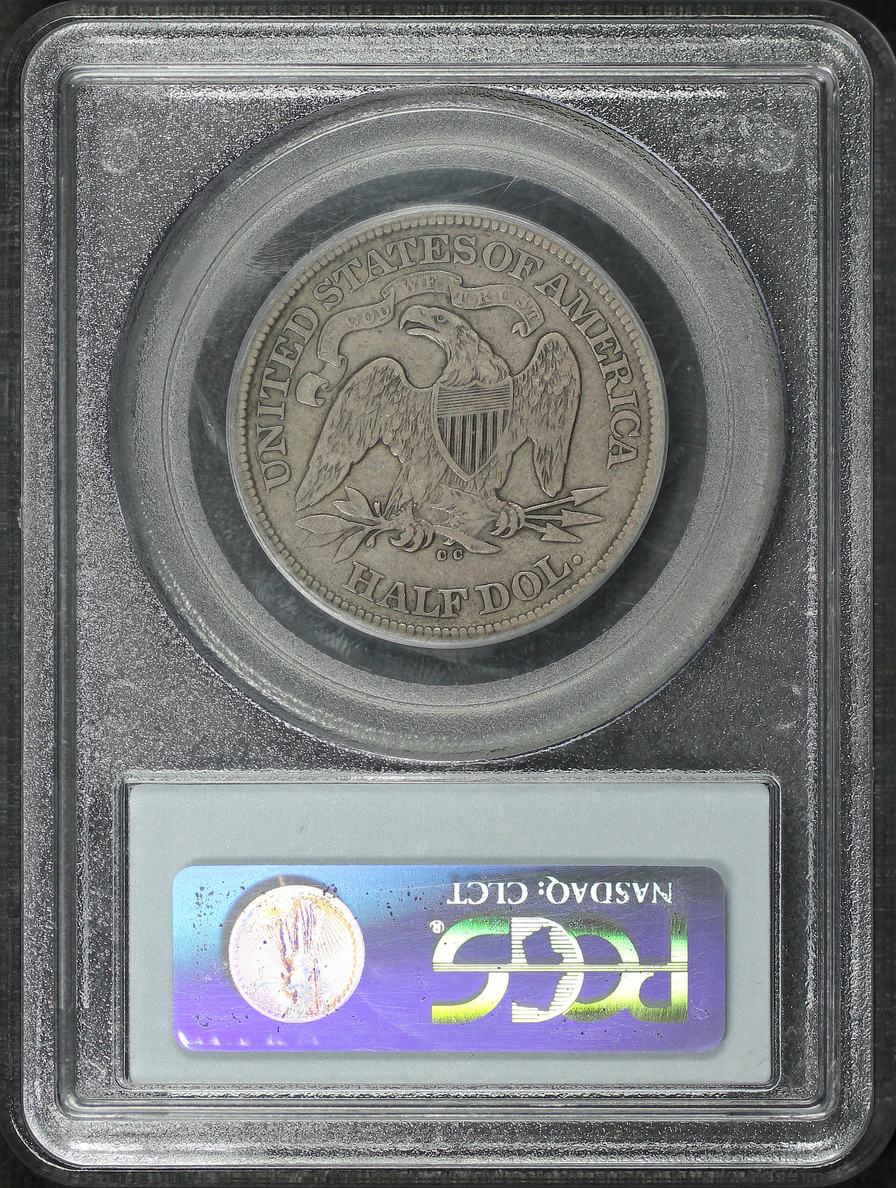 Reverse of this 1873-CC Liberty Seated Half Dollar No Arrows PCGS VF-20