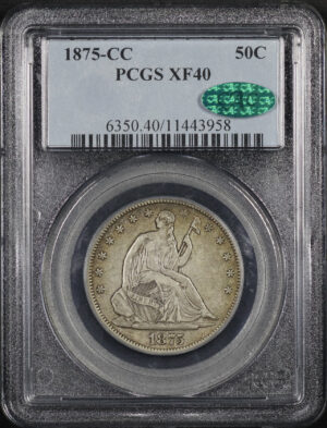 Obverse of this 1875-CC Liberty Seated Half Dollar PCGS XF-40 CAC