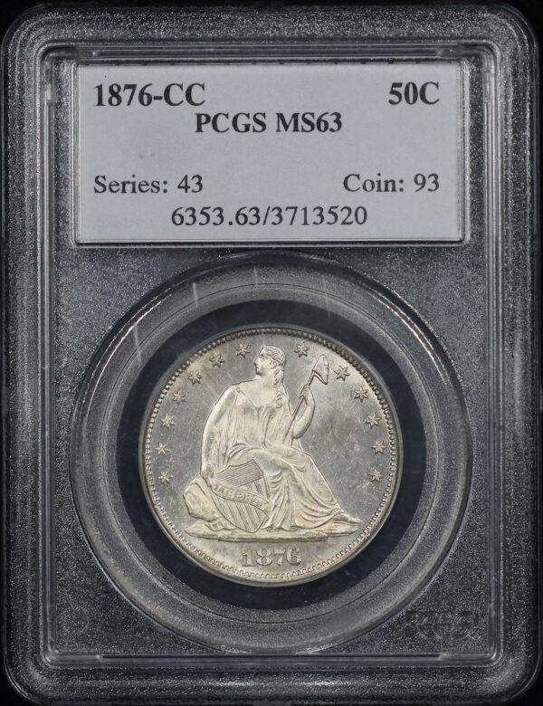 Obverse of this 1876-CC Liberty Seated Half Dollar PCGS MS-63